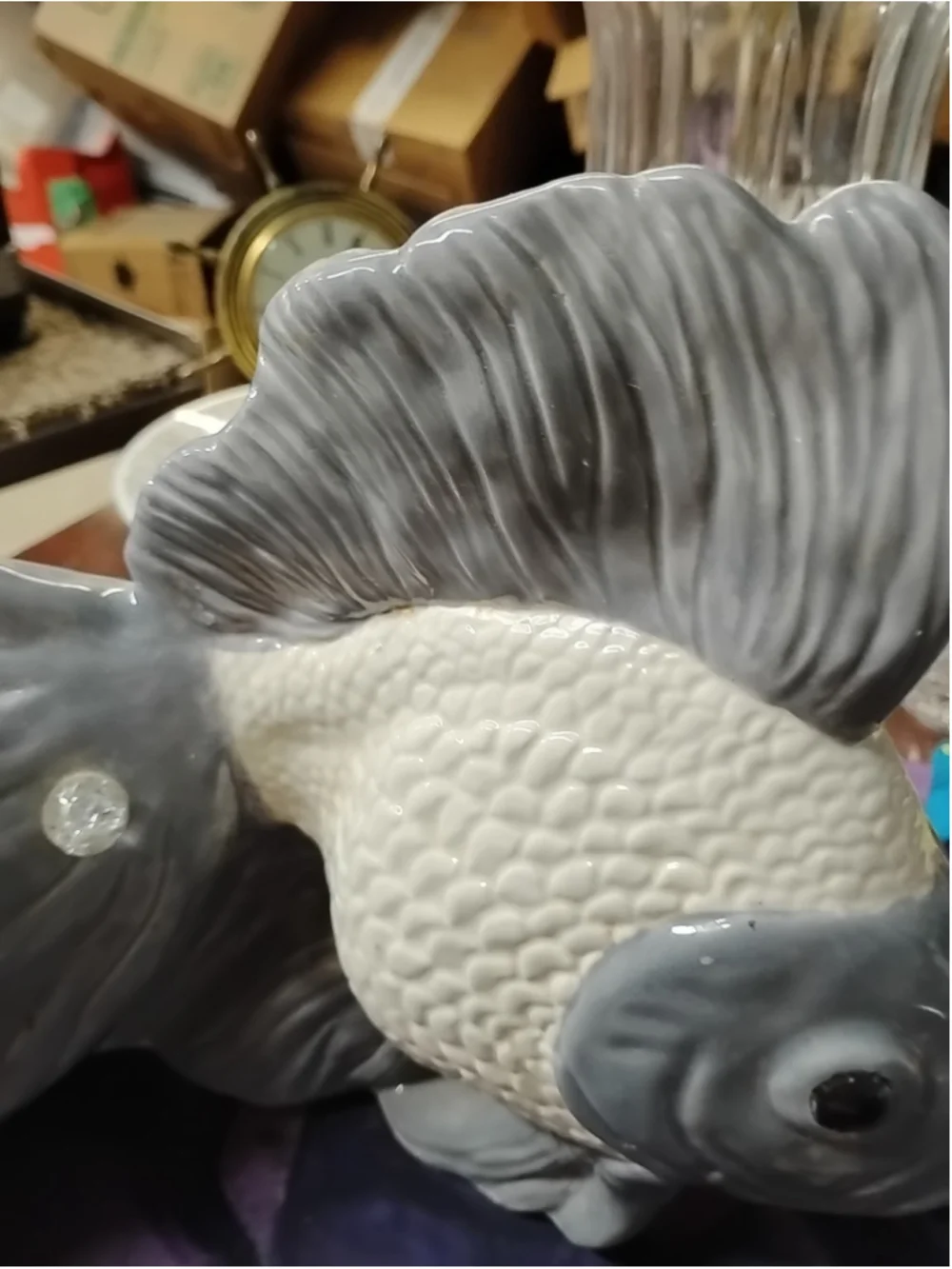 Vintage 1953 Brest MFG Co gray wave koi fish lamp Working